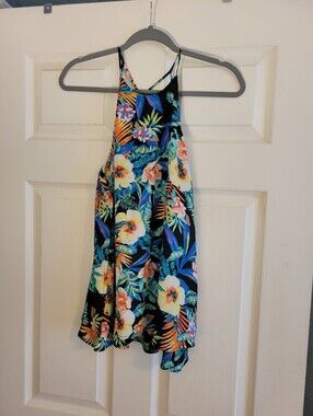 Decree Tropical Floral Print Camisole Size Medium Double Layer  Tropical Blouse